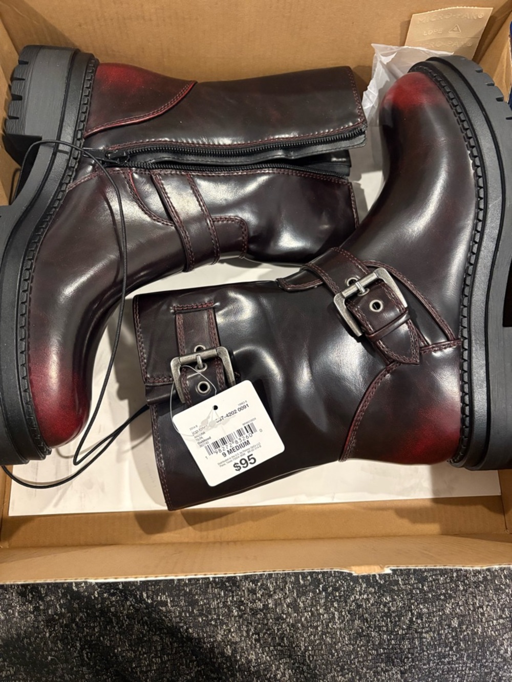 Arizona Jean Company Women's Burgundy and Black Combat Boots